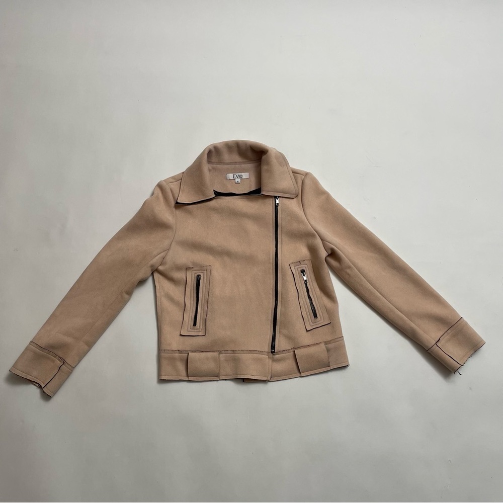 EVIE faux leather moto jacket in blush pink
